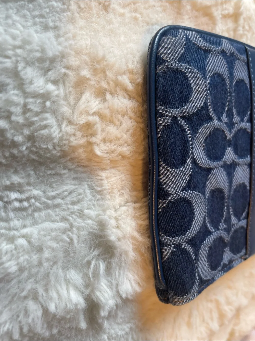 Coach Blue Denim Signature Jacquard Wristlet